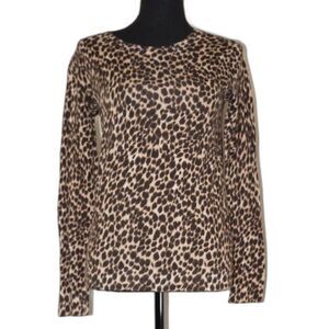 J. Crew Women's XS Cotton Animal Print Teddie Knit Top